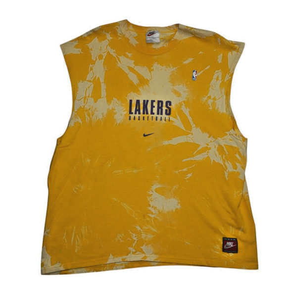 Vintage Nike Team Los Angeles Lakers Sleeveless Tee – Size XL – Tie-Dye Yellow